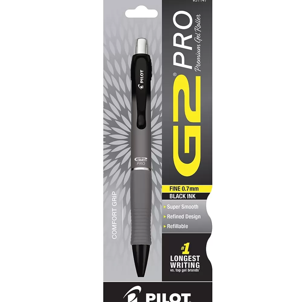 Pilot Pens<G2 Pro Retractable Gel Pen, Fine Point, Black Ink, Gray Barrel (31147)