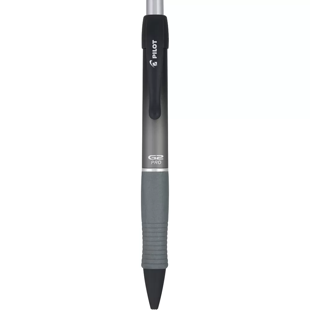 Pilot Pens<G2 Pro Retractable Gel Pen, Fine Point, Black Ink, Gray Barrel (31147)