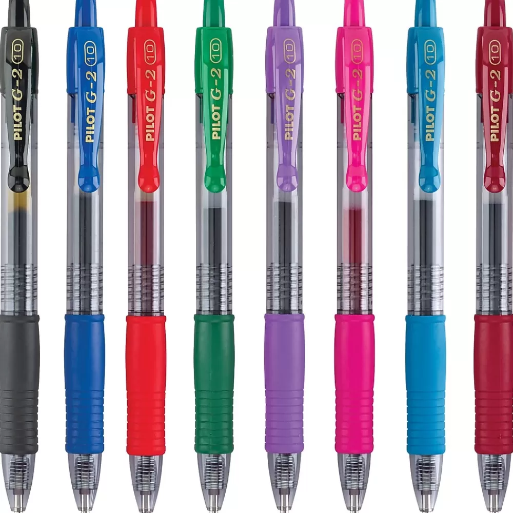 Pilot Pens<G2 Retractable Gel Pens, Bold Point, Assorted Ink, 8/Pack (31654)