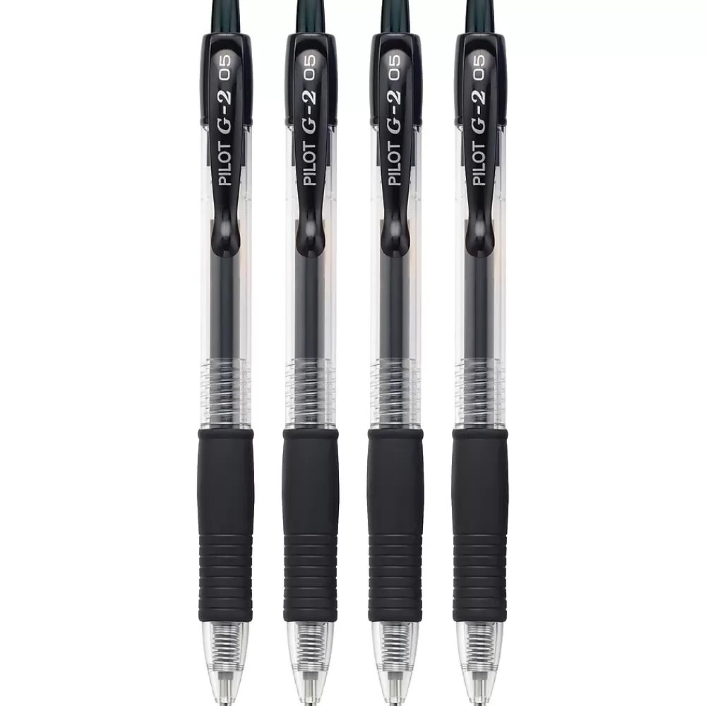 Pilot Pens<G2 Retractable Gel Pens, Extra Fine Point, Black Ink, 4/Pack (31055)