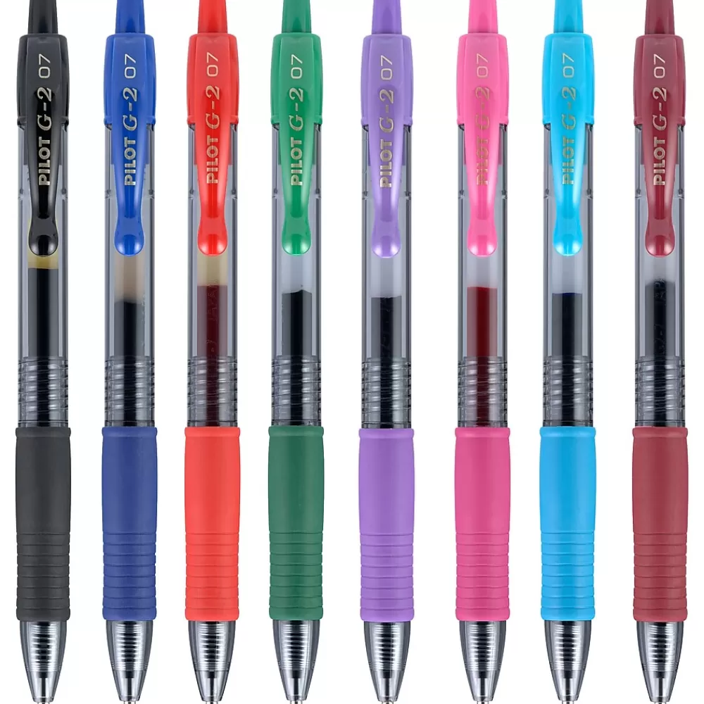 Pilot Pens<G2 Retractable Gel Pens, Fine Point, Assorted Ink, 8/Pack (31128)
