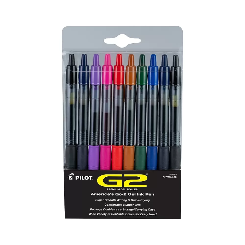 Pilot Pens<G2 Retractable Gel Pens, Fine Point, Assorted Inks, 20/Pack (G2720006-CB)