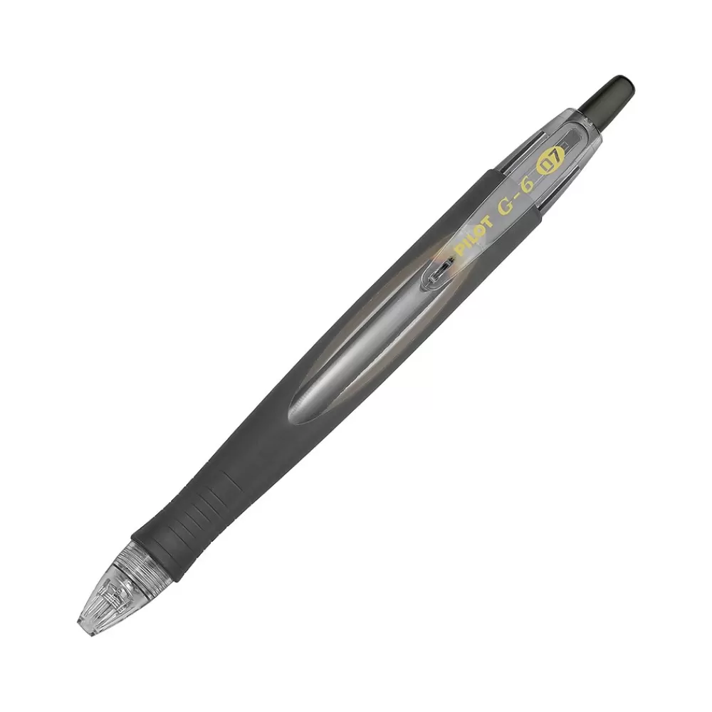 Pilot Pens<G6 Retractable Gel Pens, Fine Point, Black Ink, Dozen (31401)