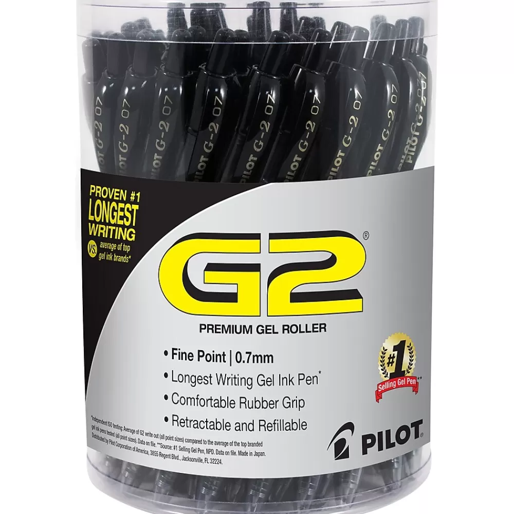 Pilot Pens<G2 Retractable Gel Pens, Fine Point, 0.7mm, Black Ink, 36/Pack (84065)