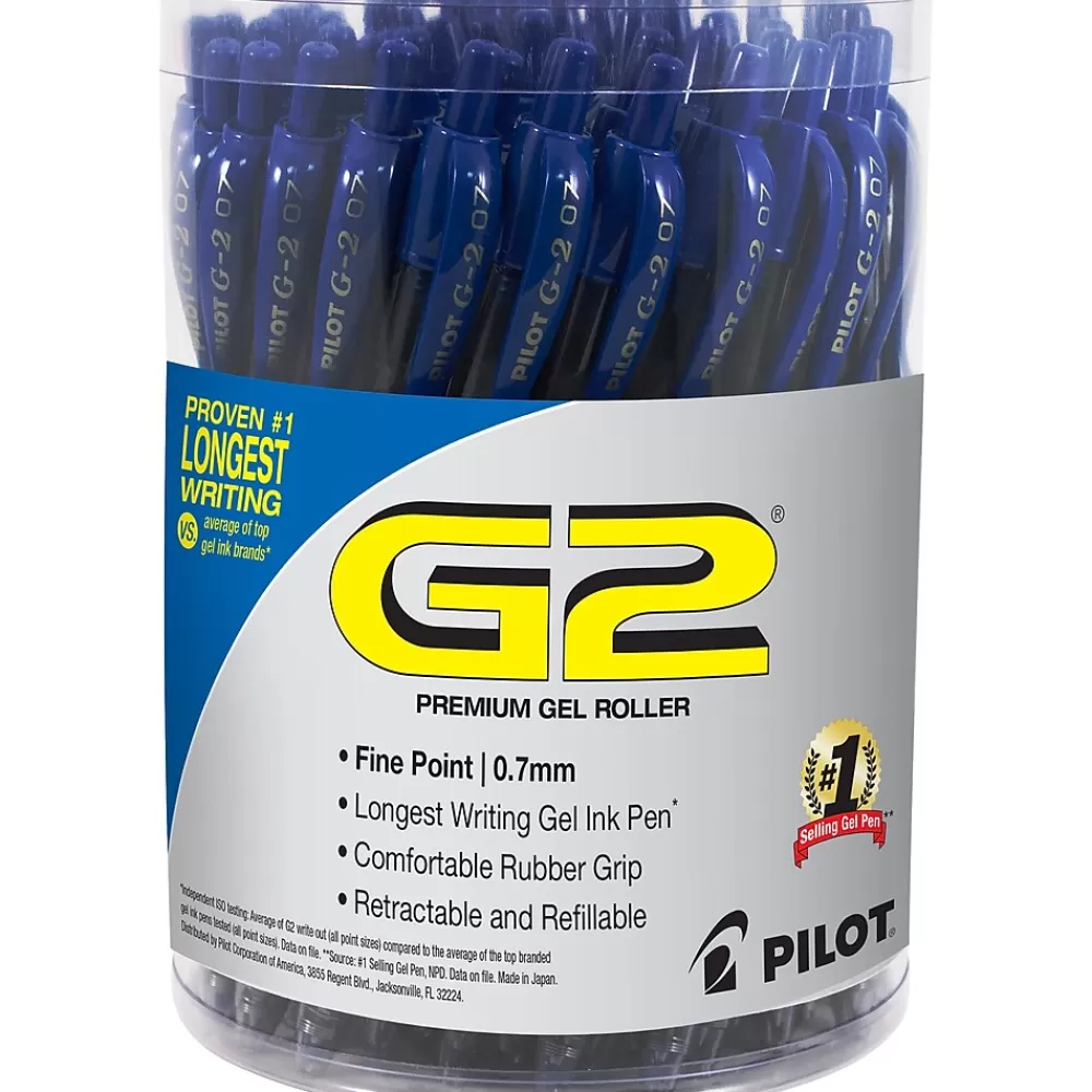 Pilot Pens<G2 Retractable Gel Pens, Fine Point, 0.7mm, Blue Ink, 36/Pack (84066)