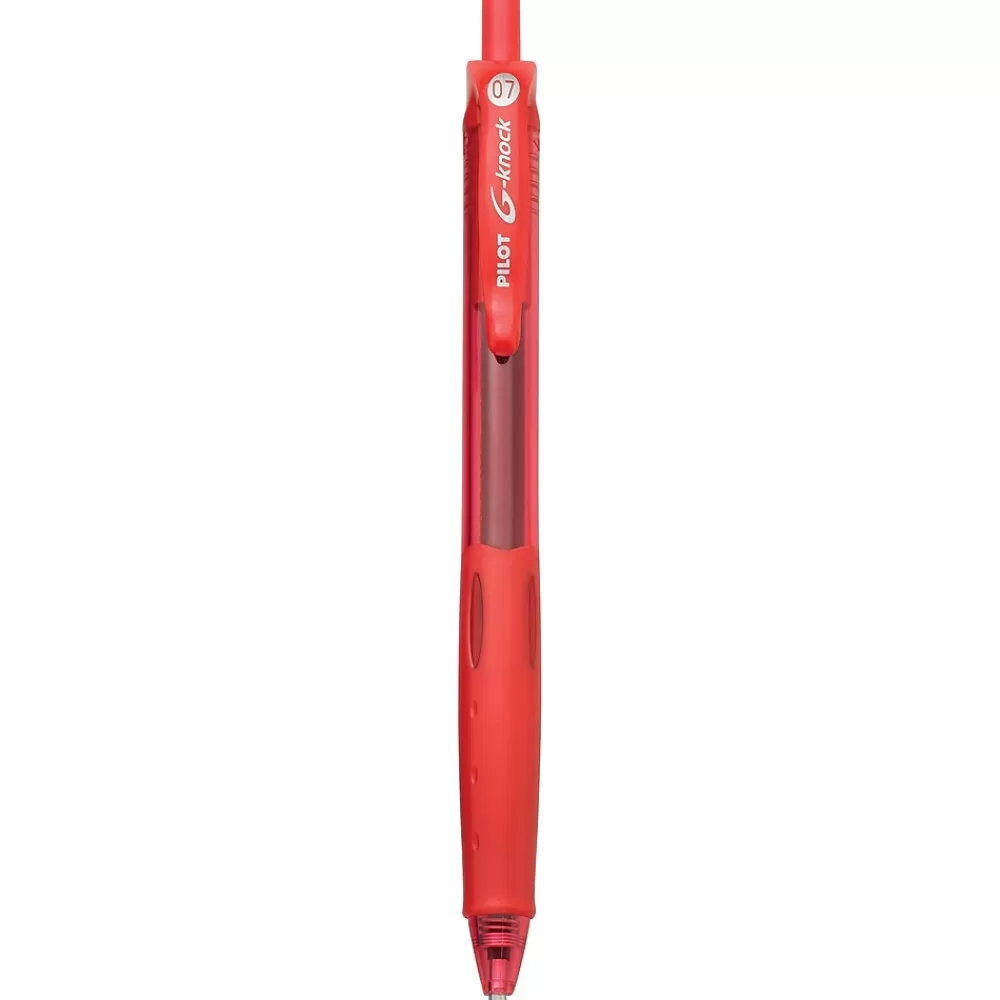 Pilot Pens<G-Knock BeGreen Retractable Gel Pens, Fine Point, Red Ink, Dozen (31508)