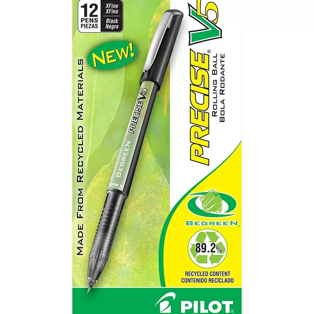 Pilot Pens<Precise V5 BeGreen Rollerball Pens, Extra Fine Point, Black Ink, Dozen (26300)