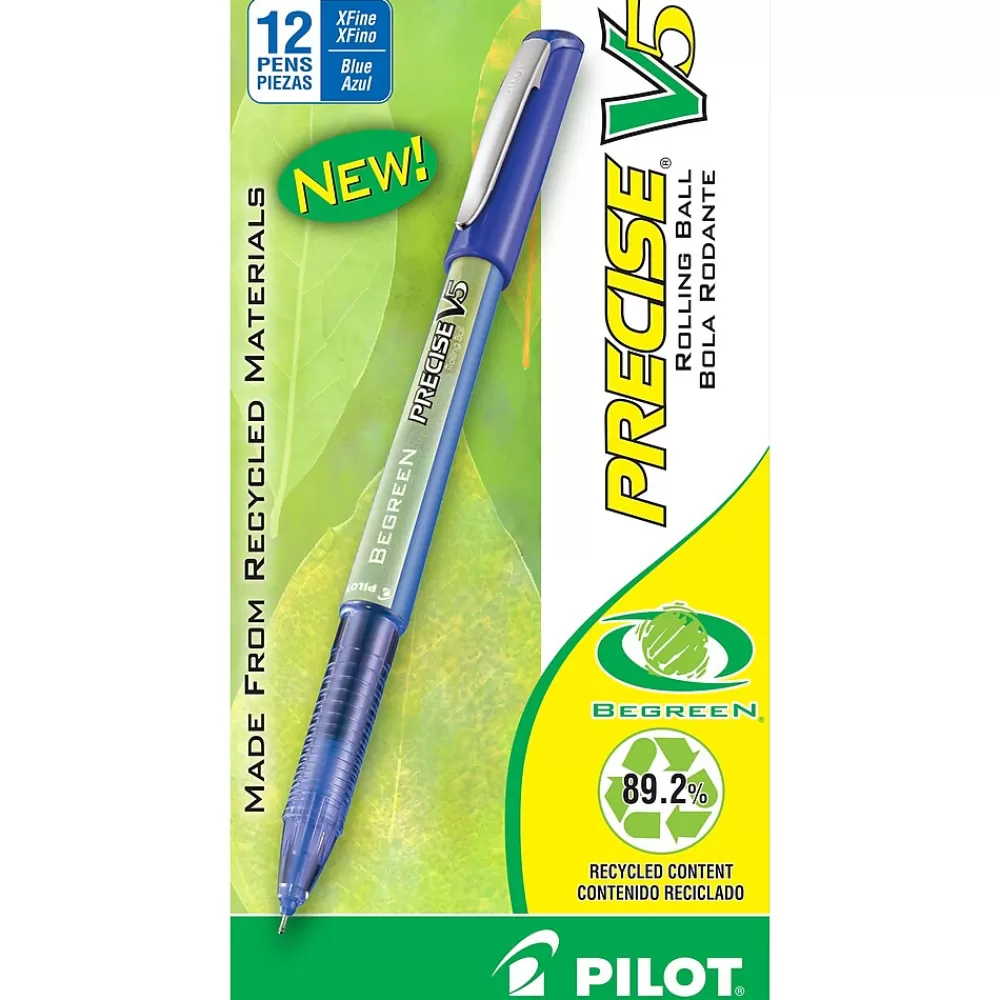 Pilot Pens<Precise V5 BeGreen Rollerball Pens, Extra Fine Point, Blue Ink, Dozen (26301)