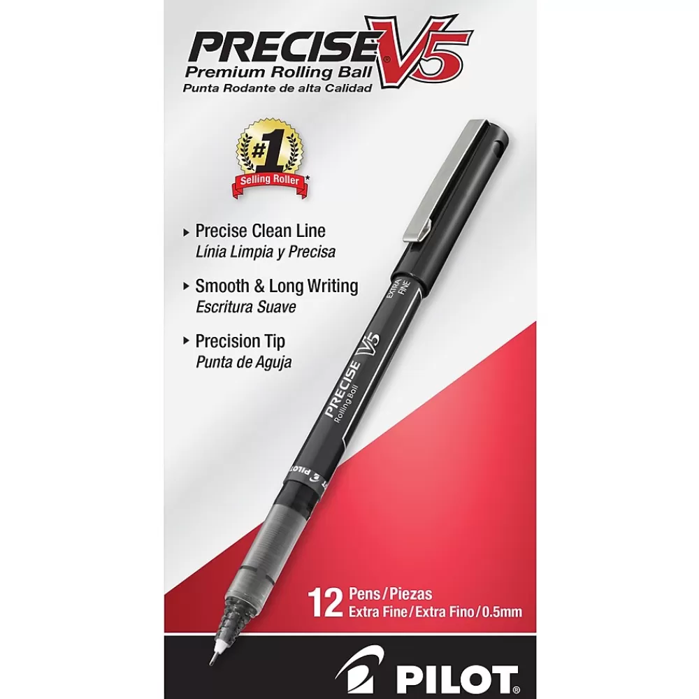 Pilot Pens<Precise V5 Rollerball Pens, Extra Fine Point, Black Ink, Dozen (35334)