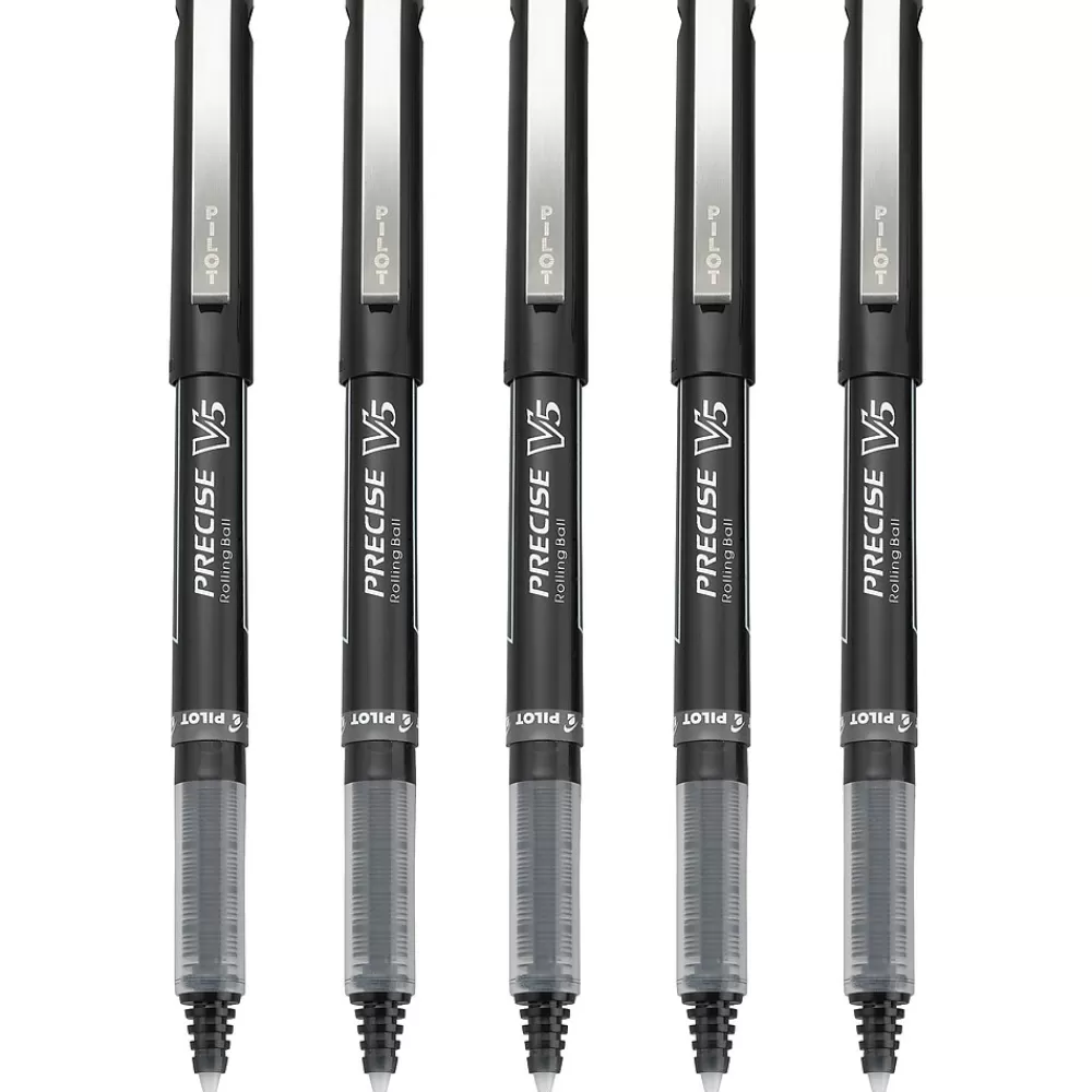 Pilot Pens<Precise V5 Rollerball Pens, Extra Fine Point, 0.5mm, Black Ink, 5/Pack (26010)