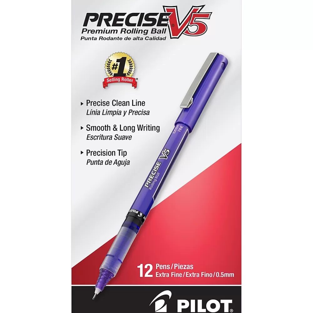 Pilot Pens<Precise V5 Rollerball Pens, Extra Fine Point, Purple Ink, Dozen (25106)