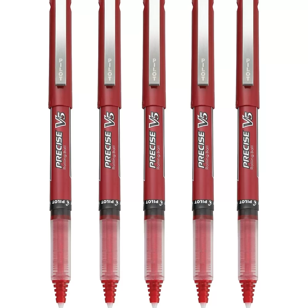 Pilot Pens<Precise V5 Rollerball Pens, Extra Fine Point, Red Ink, 5/Pack (26012)