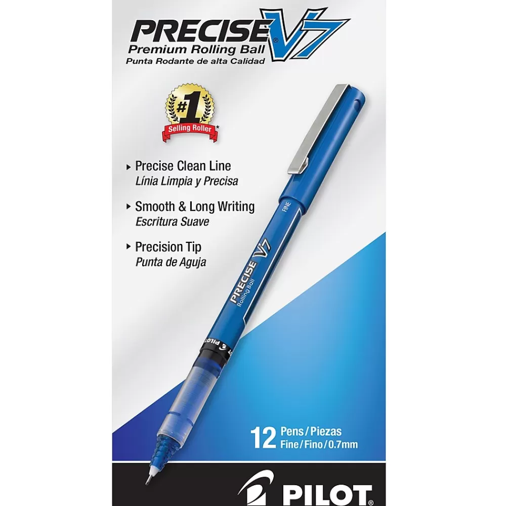 Pilot Pens<Precise V7 Rollerball Pens, Fine Point, Blue Ink, Dozen (35349)