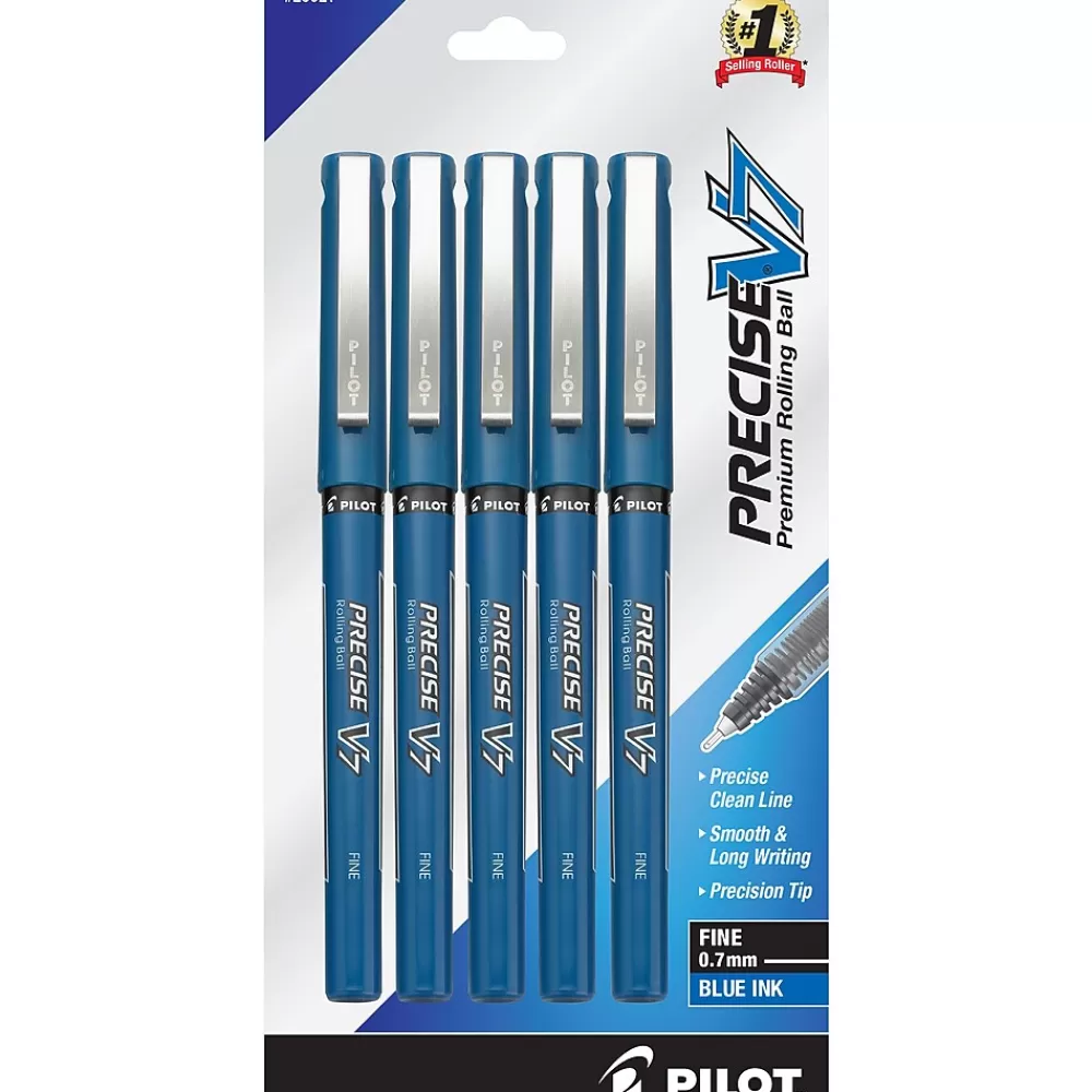 Pilot Pens<Precise V7 Rollerball Pens, Fine Point, Blue Ink, 5/Pack (26021)