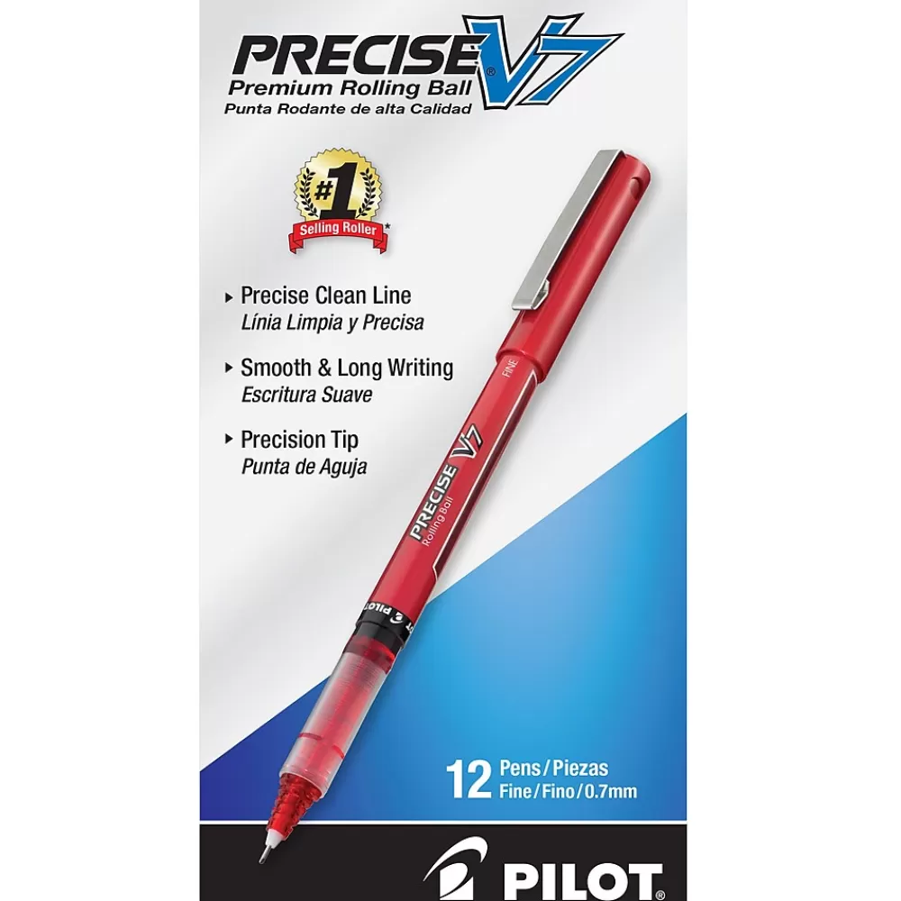 Pilot Pens<Precise V7 Rollerball Pens, Fine Point, Red Ink, Dozen (35352)