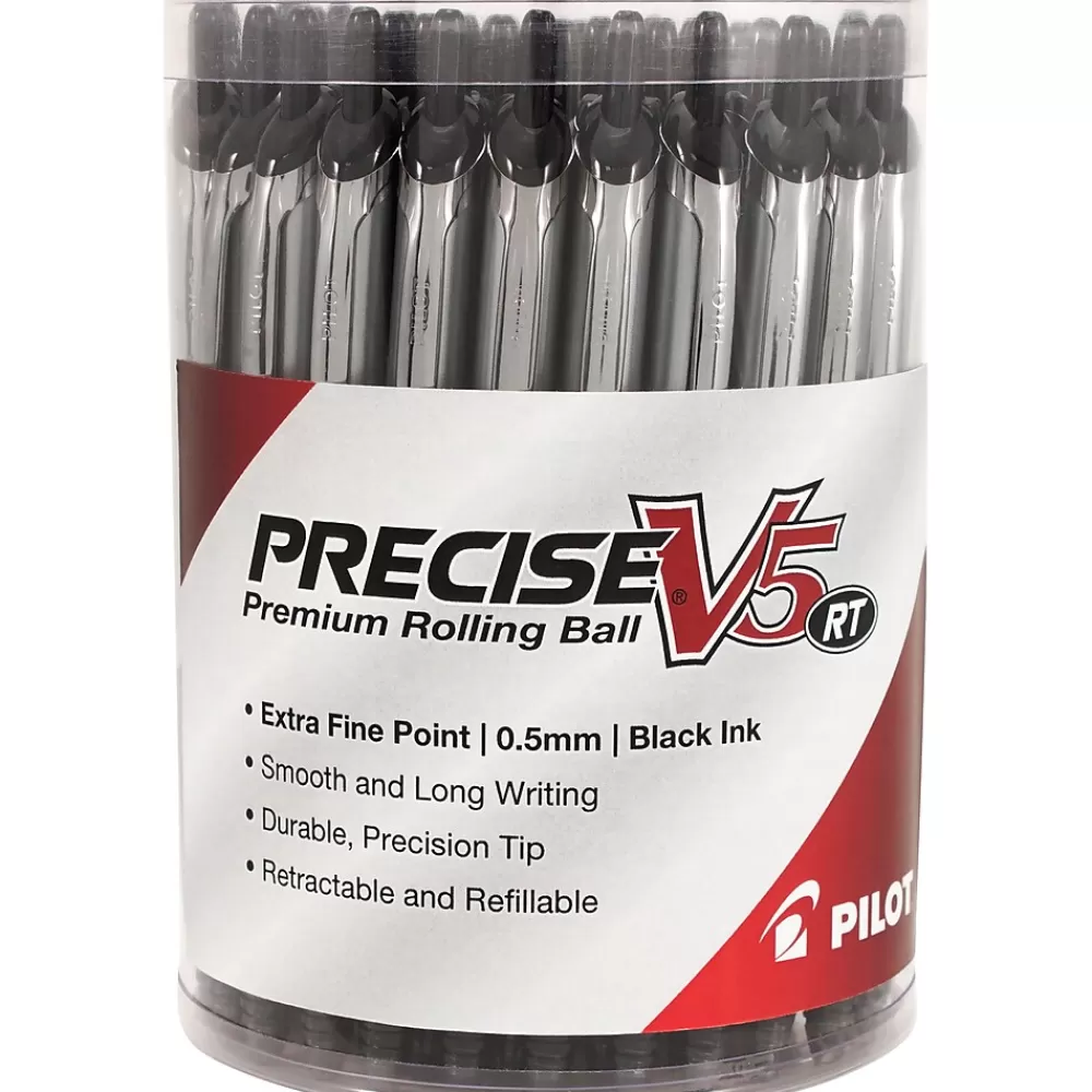 Pilot Pens<Precise V5 RT Retractable Rollerball Pens, Extra Fine Point, Black Ink, 30/Pack (84067)