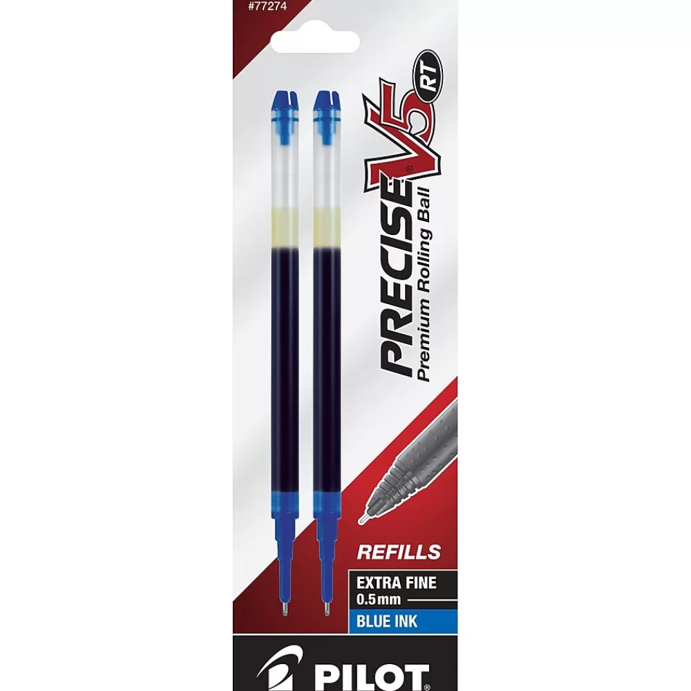 Pilot Pens<Precise V5 RT Rollerball Pen Refill, Extra Fine Tip, Blue Ink, 2/Pack (77274)