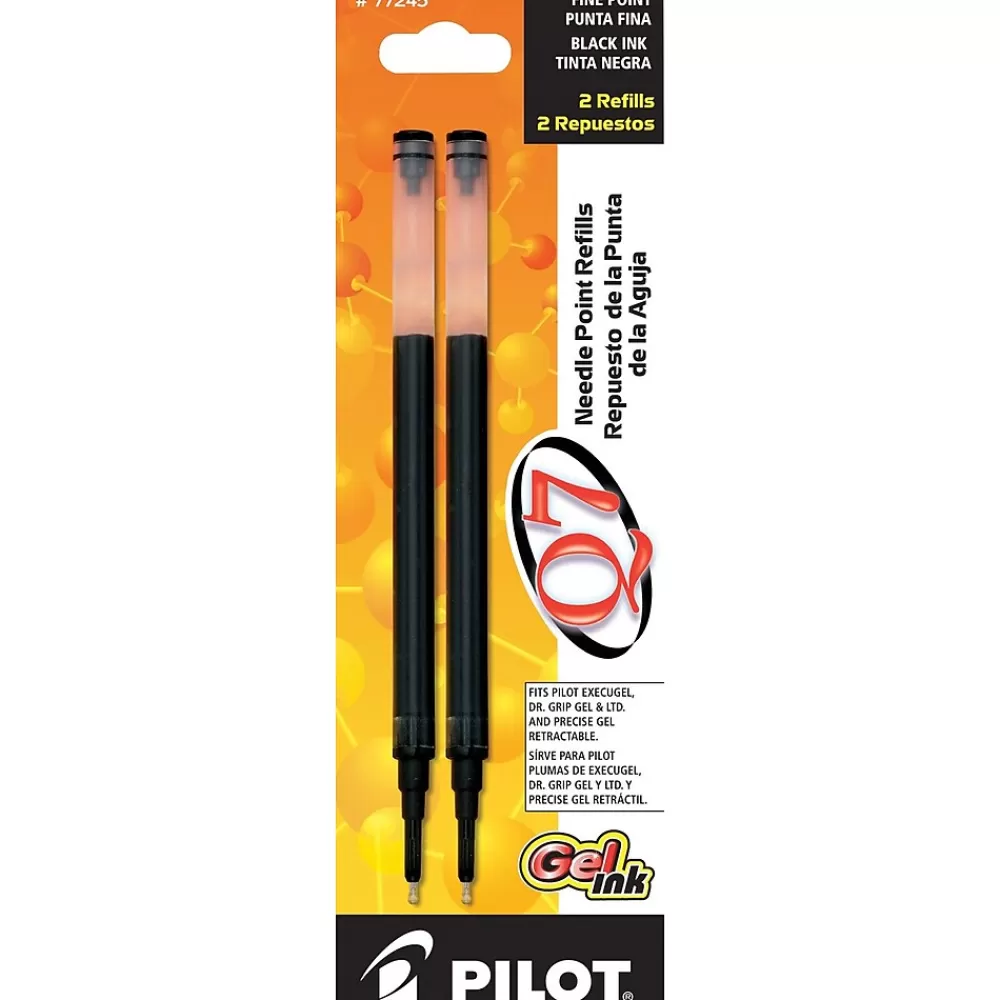 Pilot Pens<Q7 Gel-Ink Pen Refill, Fine Tip, Black Ink, 2/Pack (77245)