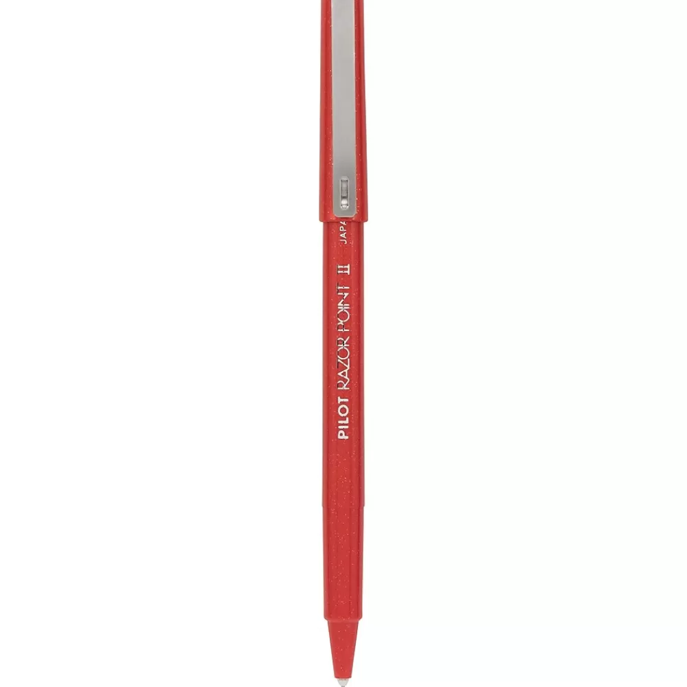 Pilot Pens<Razor Point II Marker Pens, Super Fine Point, Red Ink, Dozen (11011)