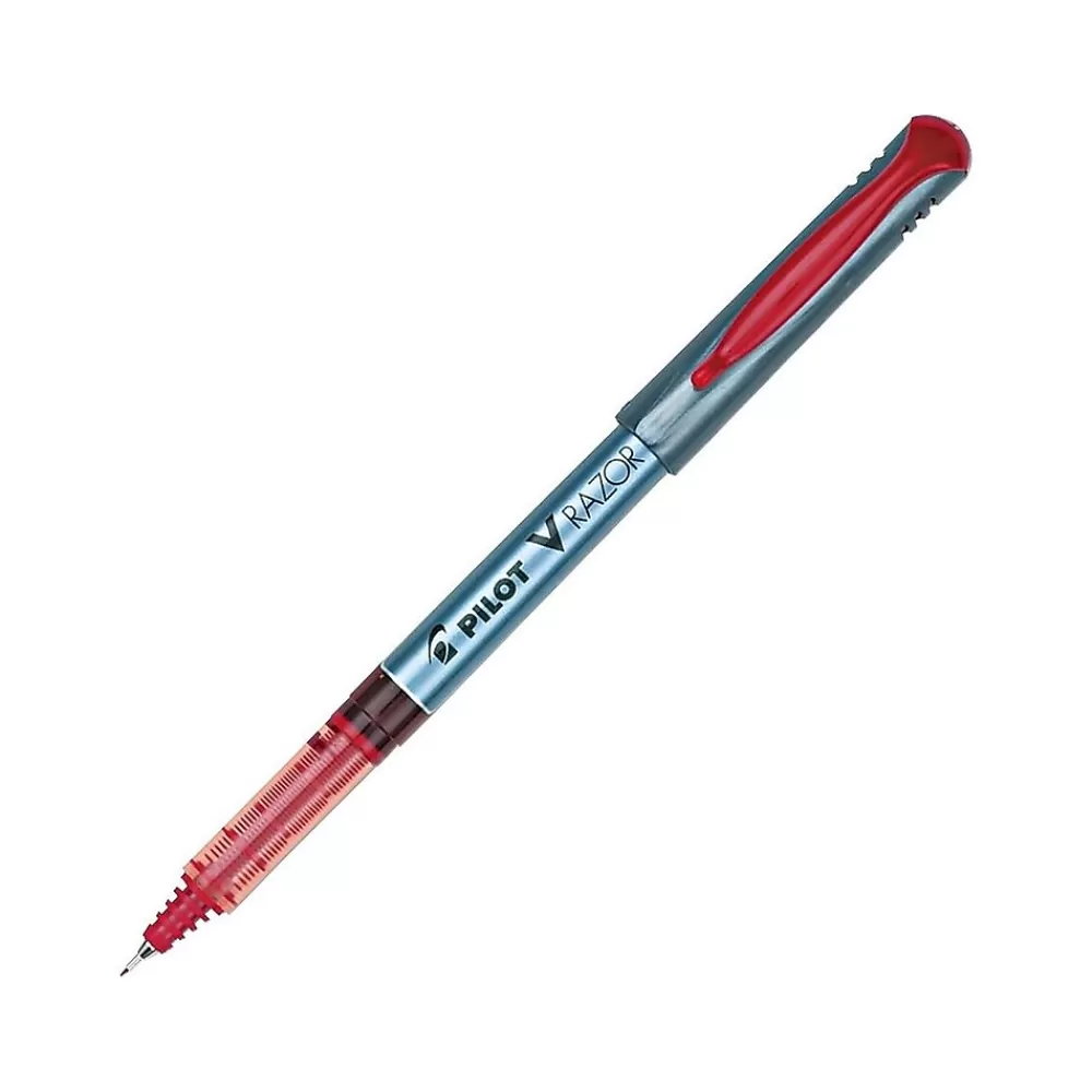 Pilot Pens<V Razor Point Liquid Ink Marker Pens, Extra Fine Point, Red Ink, Dozen (11022)