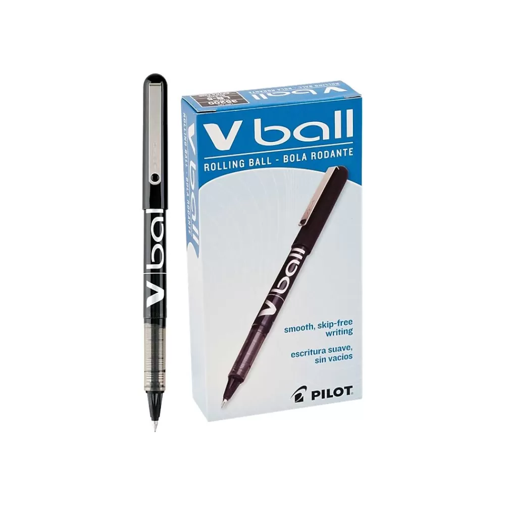Pilot Pens<VBall Rollerball Pens, Extra Fine Point, Black Ink, Dozen (35200)