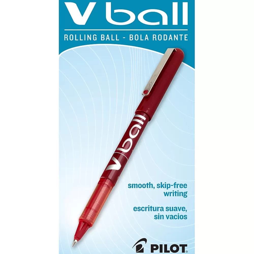 Pilot Pens<VBall Rollerball Pens, Extra Fine Point, Red Ink, Dozen (35202)