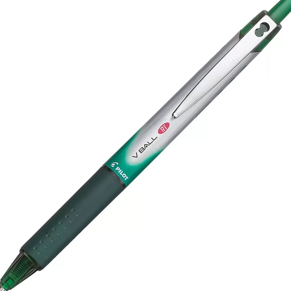 Pilot Pens<VBall RT Retractable Rollerball Pen, Fine Point, Green Ink (26209)