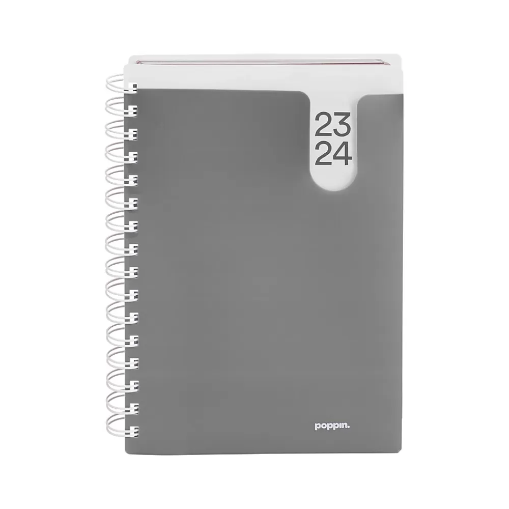 Poppin Academic Planners<2023-2024 6" x 8.5" Academic Weekly & Monthly Planner, Dark Gray (109414)