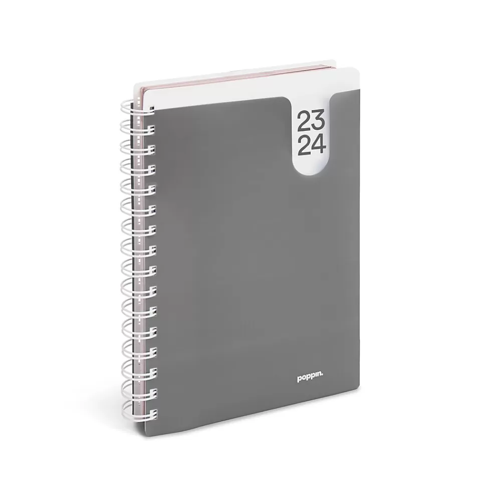 Poppin Academic Planners<2023-2024 6" x 8.5" Academic Weekly & Monthly Planner, Dark Gray (109414)