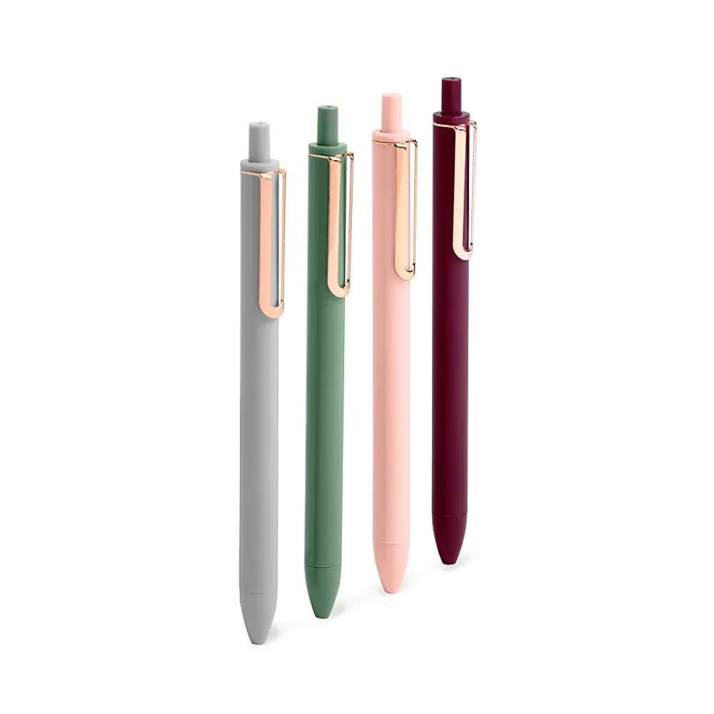 Poppin Pens<Assorted Jewel Luxe Retractable Gel Pens, Fine Point, Black Ink, 4/Pack (102069)
