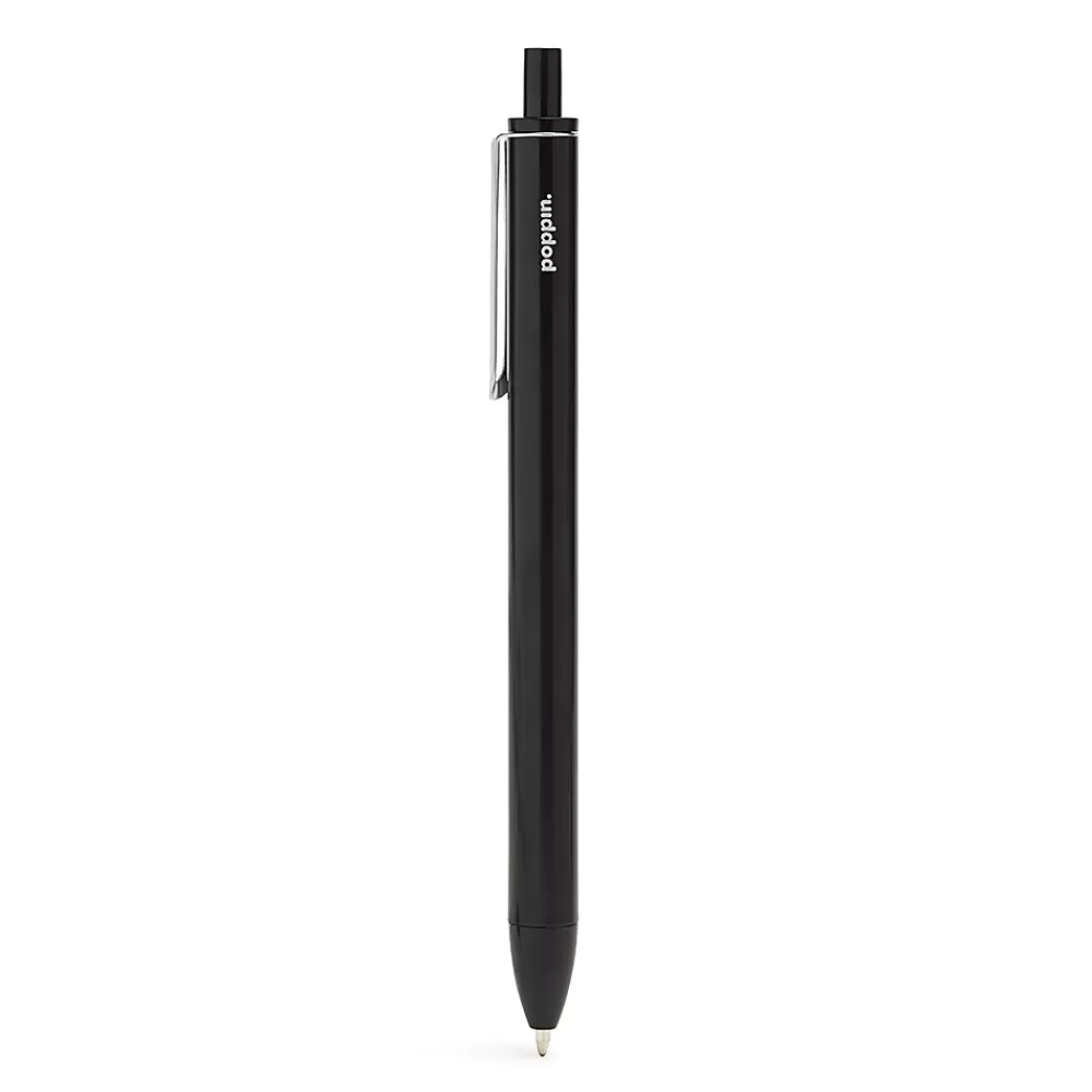 Poppin Pens<Black Retractable Gel Luxe Pen, Black Ink, Set of 100 (104509)