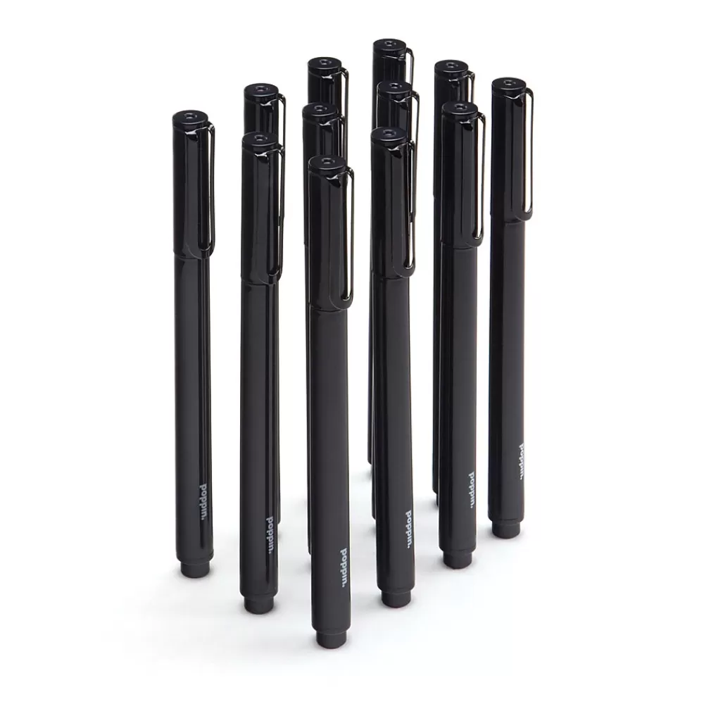 Poppin Pens<Black Signature Ballpoint Pen, Black Ink, Set of 100 (104600)
