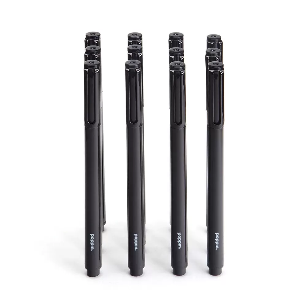 Poppin Pens<Black Signature Ballpoint Pen, Black Ink, Set of 100 (104600)