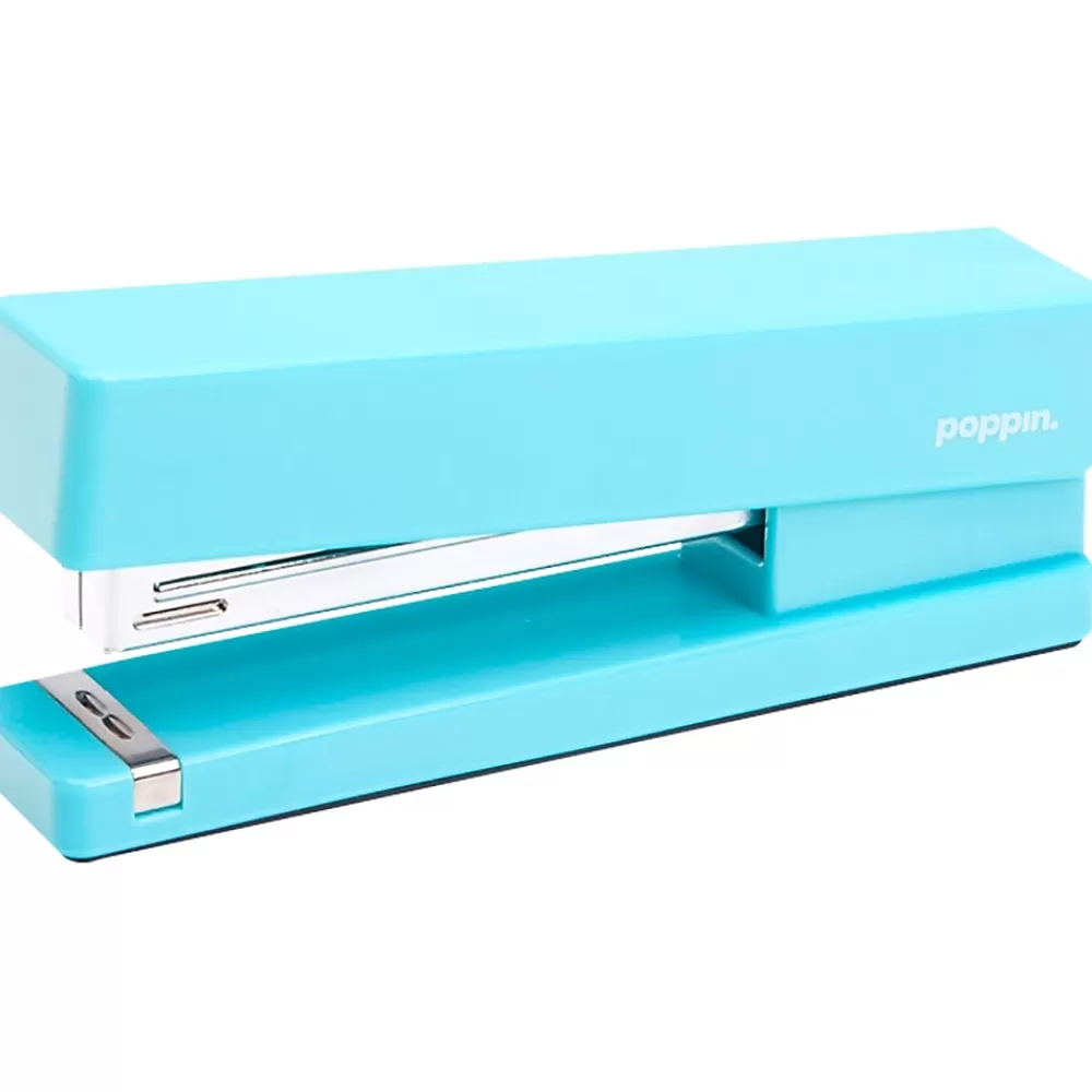 Poppin Staplers<Desktop Stapler, 20-Sheet Capacity, Aqua (100160)