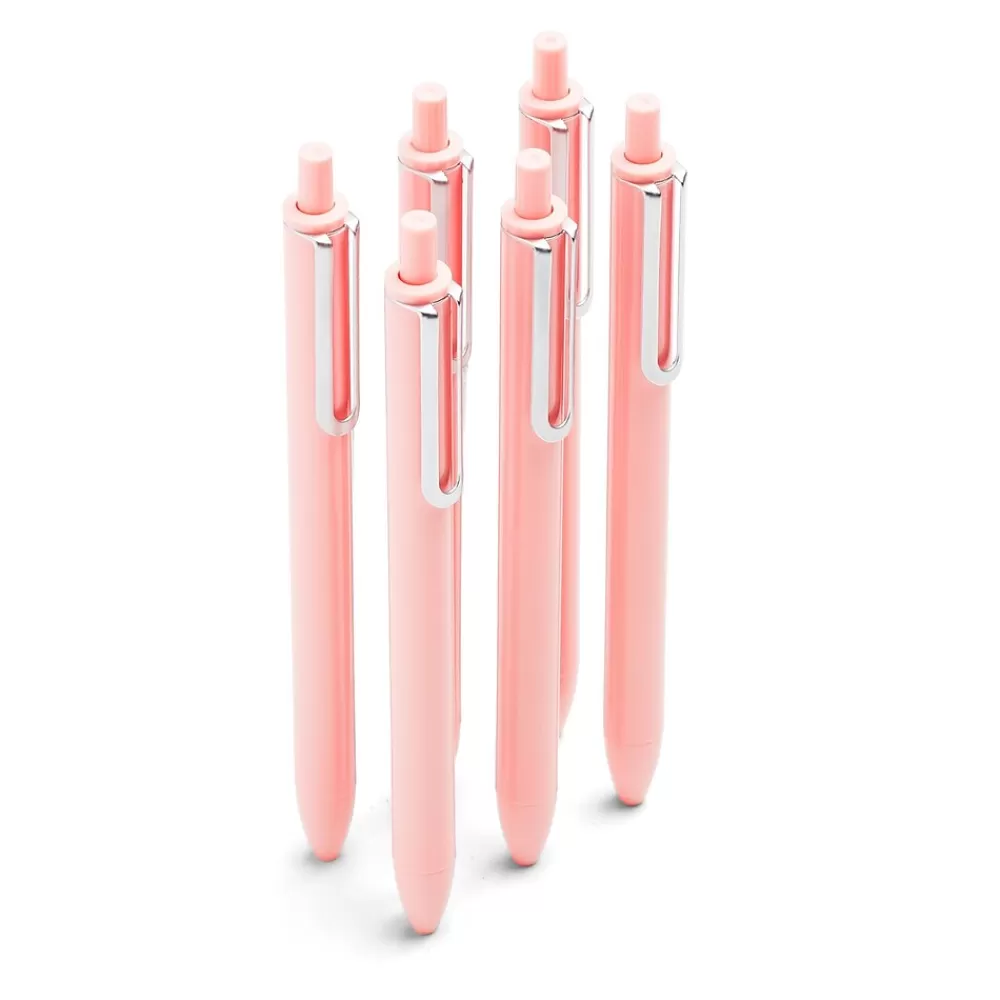 Poppin Pens<Luxe Retractable Gel Pen, Fine Point, Black Ink, 6/Pack (104448-US)