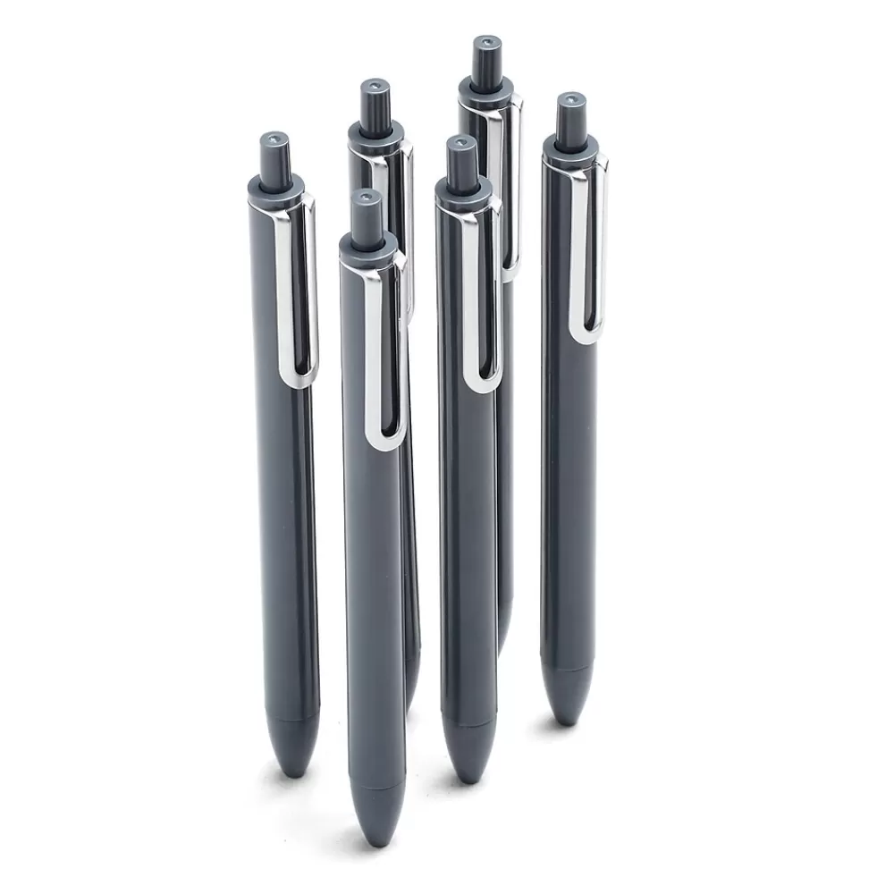 Poppin Pens<Luxe Retractable Gel Pen, Medium Point, Black Ink, 6/Pack (104449)