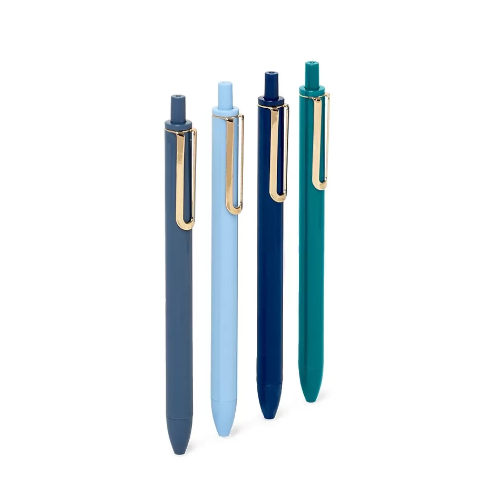 Poppin Pens<Luxe Retractable Gel Pens, Fine Point, 0.7mm, Blue Ink, 4/Pack (105390)