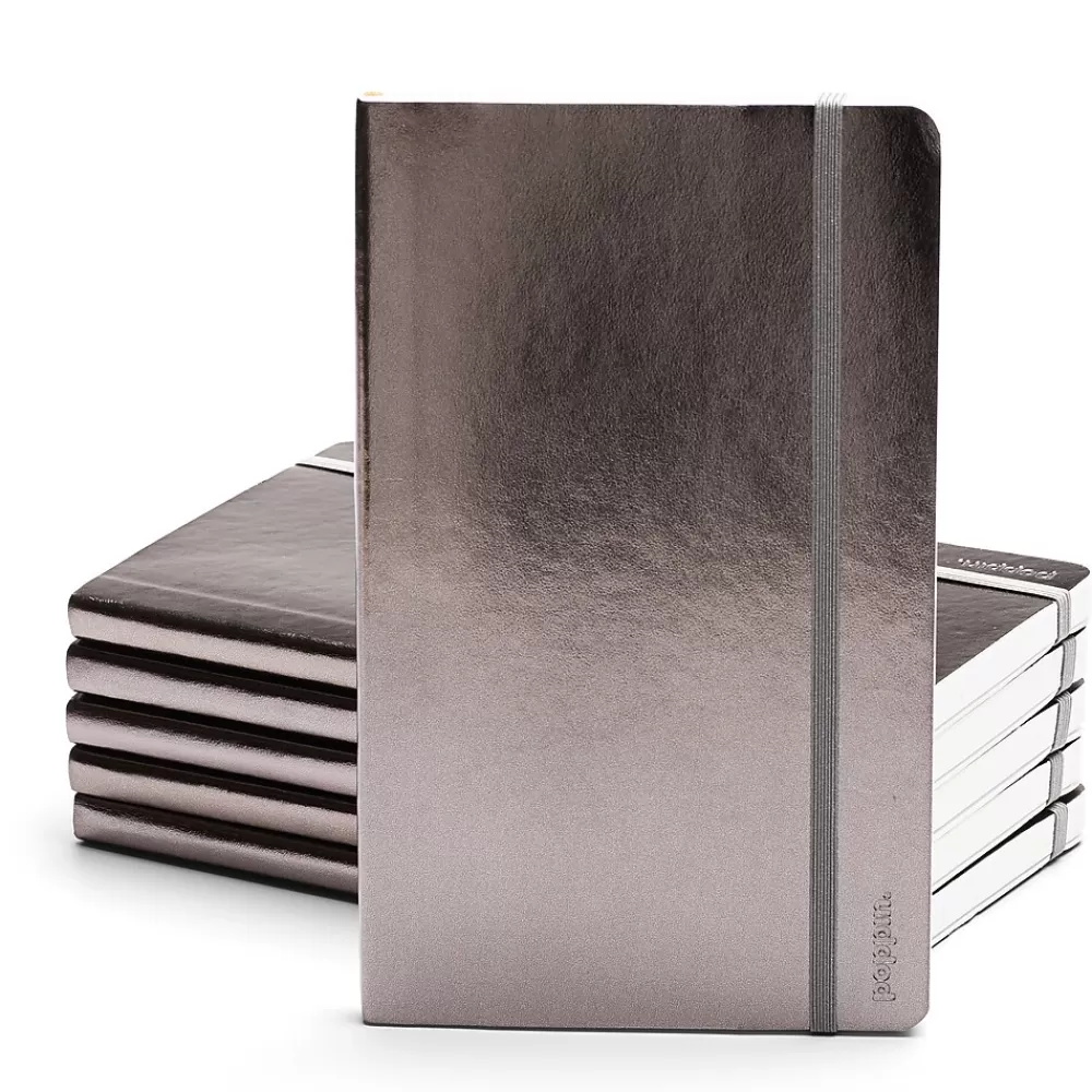 Poppin Notebooks<Medium Soft Cover Notebooks, Gunmetal, 25/Pack