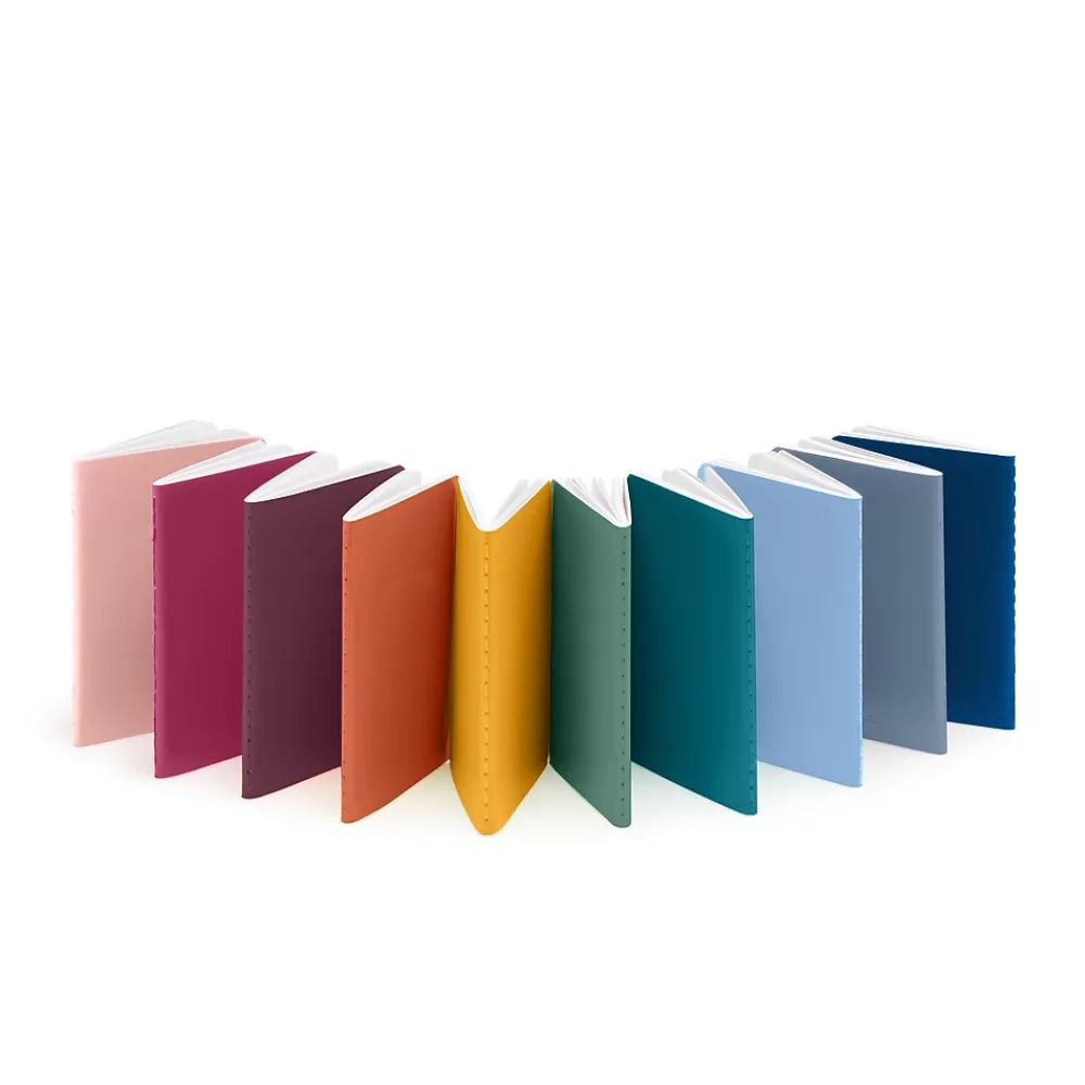 Poppin Notebooks<Mini 1-Subject Pocket Notebook, 3.5" x 5", College Ruled, 32 Sheets, Assorted Colors, 10/Set (107789)
