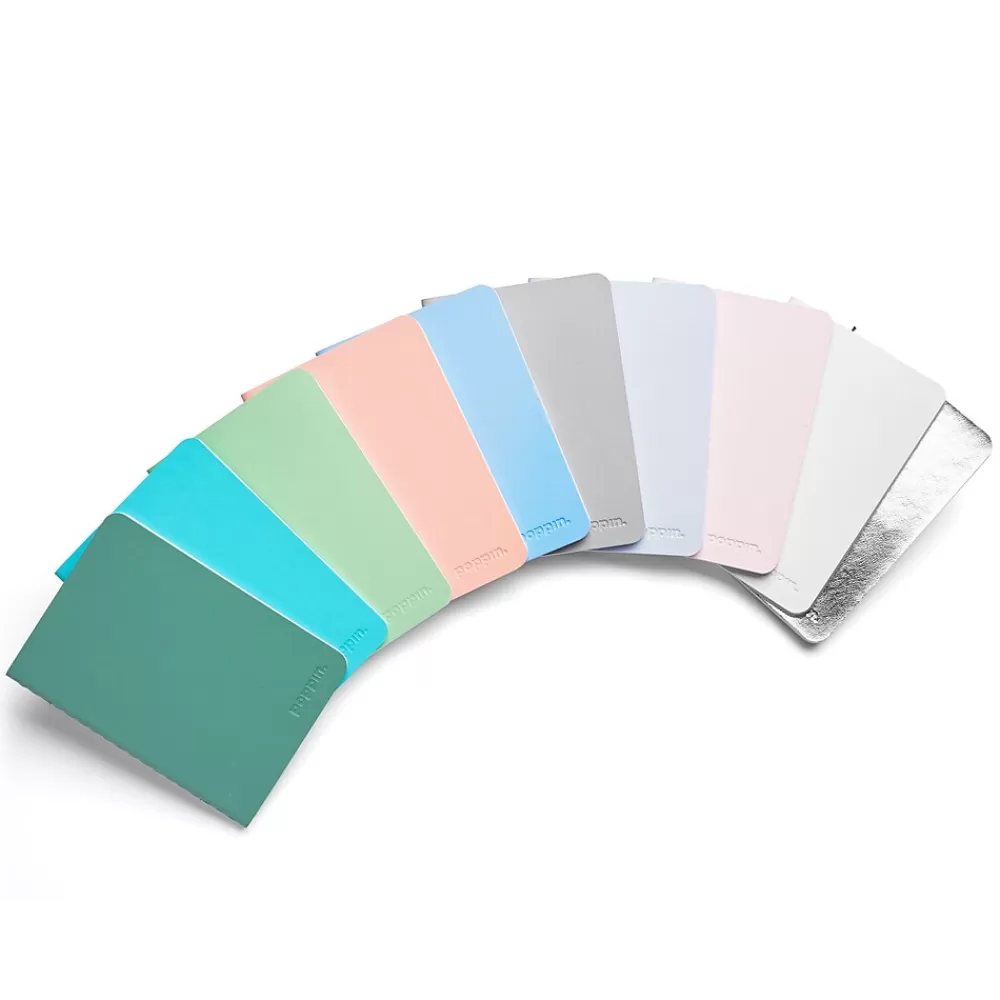 Poppin Notebooks<Mini 1-Subject Pocket Notebook, 3.5" x 5", Narrow Ruled, 32 Sheets, Assorted Colors, 10/Set (104452)