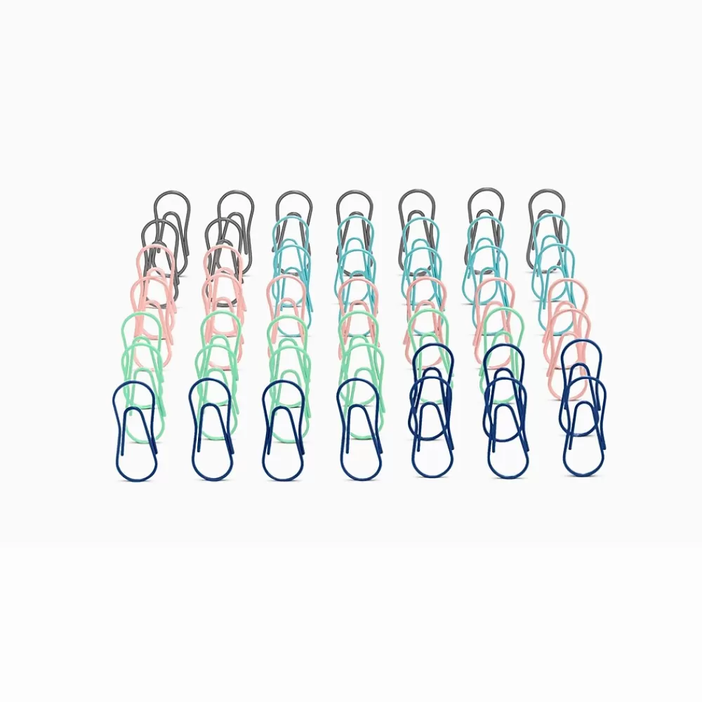 Poppin Clips & Fasteners<Modern Paper Clips, .31" x 1.5", Assorted, 50/Pack (105922-MC)