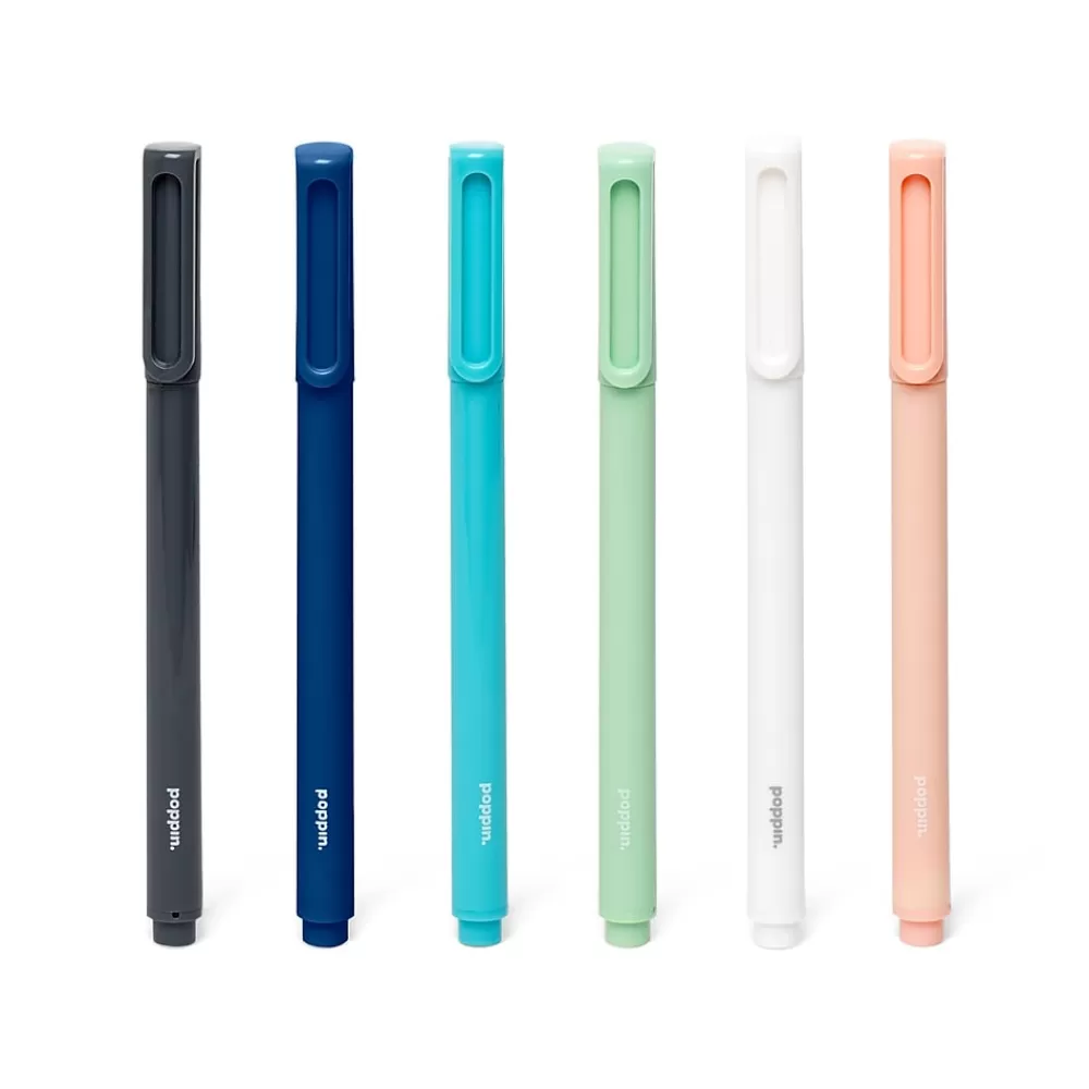 Poppin Pens<Signature Ballpoint Pens, Medium Point, Black Ink, 6/Pack (105066)