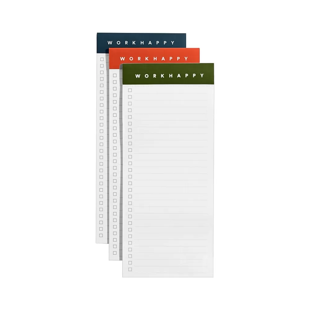 Poppin Notepads<Work Happy Magnetic List Pads, Lagoon/Clay/Olive, 50 Sheets/Pad, 3 Pads/Pack (106511)