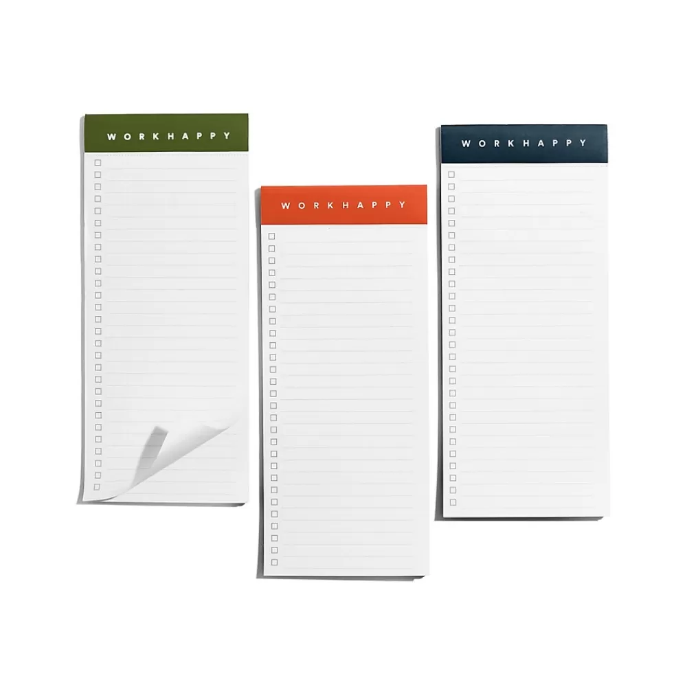 Poppin Notepads<Work Happy Magnetic List Pads, Lagoon/Clay/Olive, 50 Sheets/Pad, 3 Pads/Pack (106511)