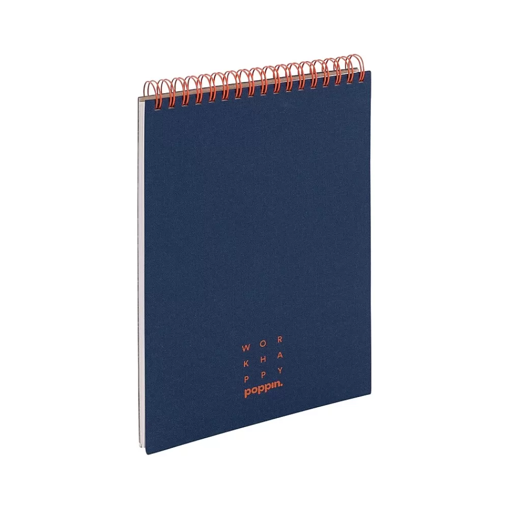 Poppin Notebooks<Work Happy Notebook, 5.8" x 8.25", Ruled, 40 Sheets, Lagoon + Clay (107491)
