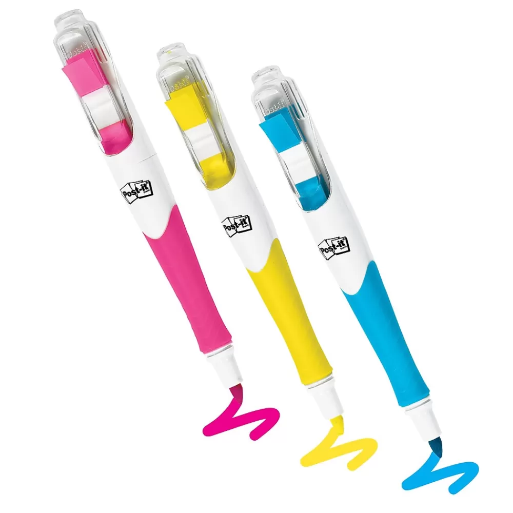 Post-it Highlighters<® Flag + Highlighter, Assorted Colors, 150 Flags/Pack, 3 Highlighters/Pack (689-HL3)