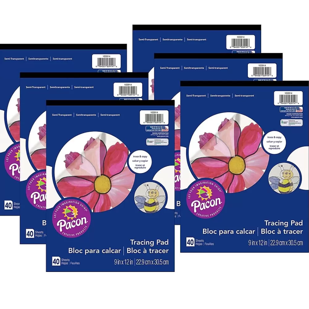 Art Street Notepads<Prang® Tracing Paper Pad, Translucent, 9" x 12", 40 Sheets, Pack of 6 (PAC103914-6)