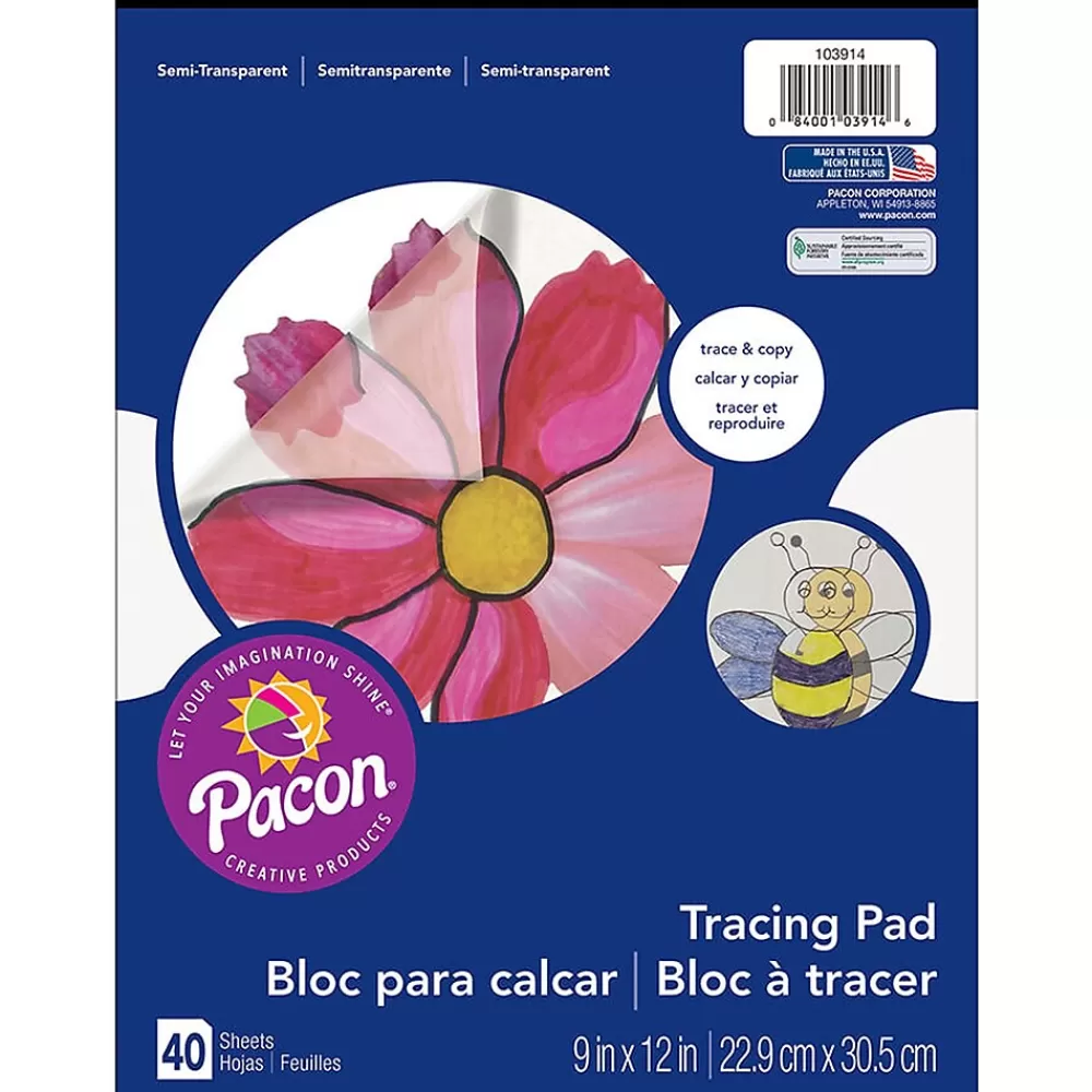 Art Street Notepads<Prang® Tracing Paper Pad, Translucent, 9" x 12", 40 Sheets, Pack of 6 (PAC103914-6)