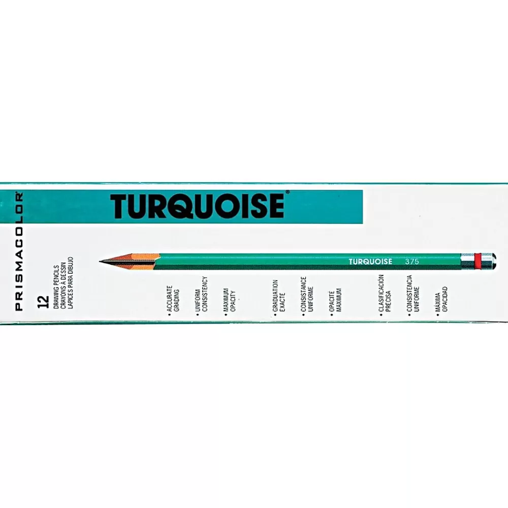 Prismacolor Pencils<® Drawing Pencil, 4B, 2 mm Dia, Turquoise Barrel, 12/Pack