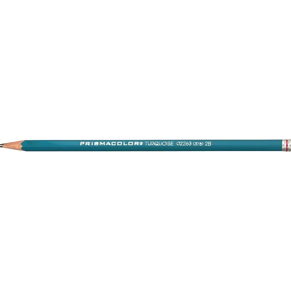 Prismacolor Pencils<® Drawing Pencil, 4B, 2 mm Dia, Turquoise Barrel, 12/Pack